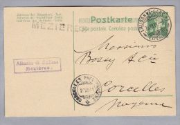 Heimat VD MEZIERES 1911-12-26 Langstempel Auf GS 5 Rp. Nach Corcelles - Briefe U. Dokumente