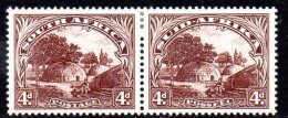 South Africa 1927-30 4d Joined Pair, Perf. 14, Hinged Mint - Ongebruikt