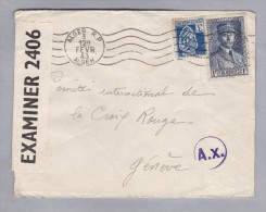 Afrika Algerien 1943-02-03 Alger Zensur Brief Nach Genf  Roteskreuz - Briefe U. Dokumente