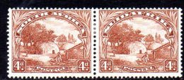 South Africa 1930-45 4d Brown Joined Pair, Wmk. Inverted, Hinged Mint - Unused Stamps