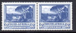 South Africa 1933-48 3d Ultramarine Joined Pair, Hinged Mint - Nuevos