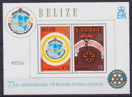 Belize 1980 Mi. Block 30 Miniature Sheet 75th Anniversary Of Rotary International 5 $ & 10 $ MNH** - Belize (1973-...)