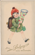 BAUMGARTEN, CHILDREN, LITTLE GIRL ON FIRST DAY OF SCHOOL,  EX Cond. PC, Used In Envelope,  1930s, UNSIGN. - Baumgarten, F.