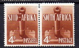 South Africa GVI 1941-6 War Effort 4d Orange-brown Joined Pair, Very Lightly Hinged Mint - Unused Stamps
