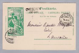 Heimat Bahnlinie Lausanne-Bercher 1900-11-14 Auf 5p UPU GS CHESEAUX (VD) Bahnwagen Vermerk - Cartas & Documentos