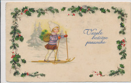 BAUMGARTEN, CHILDREN, CHRISTMAS, LITTLE GIRL SKIING,  Near EX Cond. PC, Used,  1934, UNSIGNED - Baumgarten, F.