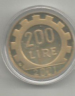 ITALIA MONETA DA 200 LIRE LAVORO 2001 PROOF DA DIVISIONALE - LE ULTIME 200 LIRE - 200 Liras