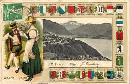 Ref 543- Suisse - Glion - Carte Gaufrée -blasons - Waadt - Vaud - Carte Bon Etat  - - Ilanz/Glion