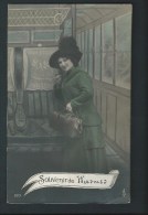 Souvenir De Wasmes. Jolie Dame Dans Un Train. Photo Voyagée En 1914. - Colfontaine