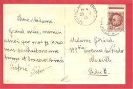 N°Y&T 517 AVEC BDF  TOURETTE LEVENS  Vers MARSEILLE  Le 28 MARS 1943 (2 SCANS) - Lettres & Documents