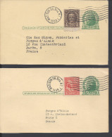 ETATS-UNIS - 1939 -  DEUX CARTES ENTIERS  POSTAUX, AVEC COMPLEMENT D´AFFRANCHISSEMENT, DE MADISON SQUARE POUR PARIS - - 1921-40