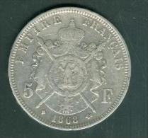 Pièce 5 Francs  Argent , Empire Français , Année 1868  ( Voir Le Port ) - Pic1802 - 5 Francs