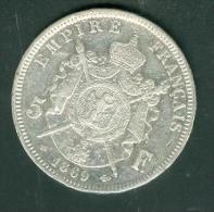 Pièce 5 Francs  Argent , Empire Français , Année 1869  ( Voir Le Port ) - Pic1803 - 5 Francs