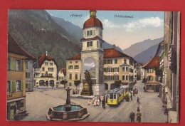 CDS3-13  Altdorf Telldenkmal, Tramway, Brunnen, Belebt.  Gelaufen In 1915 - Altdorf