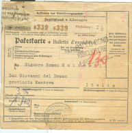 PACCO POSTALE, PROVENIENTE DALLA GERMANIA > PACCO DONO, 1954, X S.GIOVANNI DEL DOSSO , MANTOVA - Postal Parcels