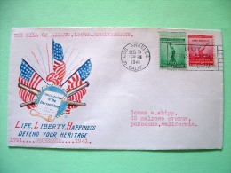 USA 1941 Patriotic Cover Los Angeles To Pasadena - Cannon Statue Of Liberty - Flags - Cartas & Documentos