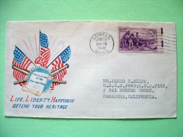USA 1942 Patriotic Cover Lowell To Pasadena - Stetehood Of Kentucky - Flags - Covers & Documents
