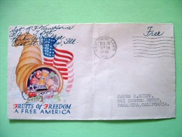 USA 1942 Patriotic Cover Saint Louis To Pasadena - Free Mail For Soldier - Military - Abundance Flag Freedom - Briefe U. Dokumente