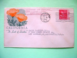 USA 1944 Patriotic Cover Los Angeles To Los Angeles - 94 Aniv. Admision Of California In The USA - John Adams - Cartas & Documentos