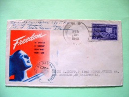 USA 1945 Patriotic Cover San Francisco Armed Guard To Los Angeles - Naval Censor - Freedom Of Speech - 50 Aniv Of Cin... - Lettres & Documents