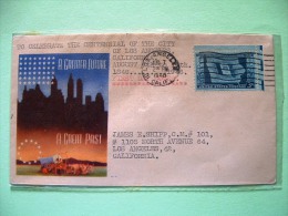 USA 1945 Patriotic Cover Los Angeles To Los Angeles - Centennial Of City Of Los Angeles - Ox Wagon - Iowa Statehood F... - Covers & Documents
