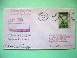 USA 1946 Patriotic Cover Sonoma To Los Angeles - California Bear Flag Centennial - Iwo Jima Troops Flag - Cartas & Documentos