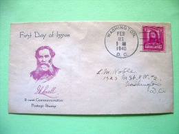 USA 1940 FDC Cover - Famous Americans - James Russell Lowell - Writer Poet - Briefe U. Dokumente