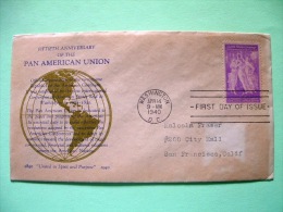 USA 1940 FDC Cover - Pan-American Union - Painting The Three Graces Of Botticelli - Covers & Documents