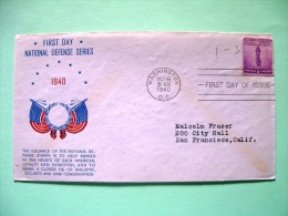 USA 1940 FDC Cover - National Defense Series - Torch - Flags - Cartas & Documentos