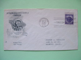 USA 1946 FDC Cover - Honorable Discharge Emblem - Eagle - Veterans Of WW II - Briefe U. Dokumente