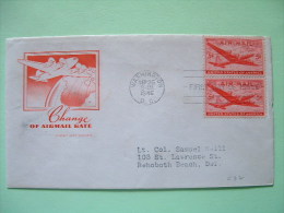 USA 1946 FDC Cover - Change Of Air Mail Rate - Plane - Military Adress - Storia Postale