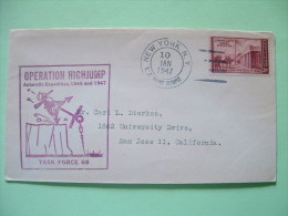 USA 1947 Cover From Ship USS Mount Olympus In New York To San Jose - Operation High Jump Antarctic Expedition - Pengu... - Storia Postale