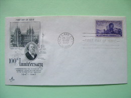 USA 1947 FDC Cover - Utah Centennial - Ox Wagon Of Pioneers - Temple Salt Lake City - Brigham Young - Mormons - Briefe U. Dokumente