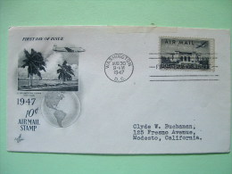 USA 1947 FDC Cover - Air Mail - Plane Palm Tree Earth Globe - Briefe U. Dokumente