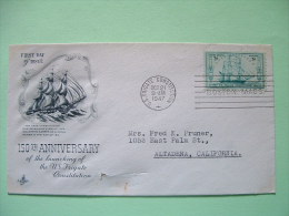 USA 1947 FDC Cover - 150 Aniv. Of Launching Frigate Ship Constitution - Cannons - Briefe U. Dokumente