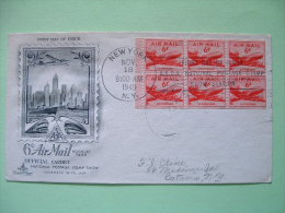 USA 1949 FDC Cover - Plane - Air Mail - Booklet Pane (Scott C39a = 5 US $) - Signed Cover - Briefe U. Dokumente