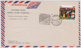 India 1974  AEROPEX Air Mail  Pictorial Postmark Special Cover # 81188  Inde Indien - Covers & Documents