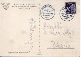 SUEDE CARTE JUBILEE GRIPSHOLM SUR CARTE 1937 - Sonstige & Ohne Zuordnung