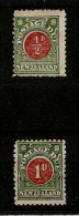 NEW ZEALAND 1904 - 1905 ½d, 1d POSTAGE DUES SG D18, D19 MOUNTED MINT PERF 11 Cat £23.75 - Segnatasse