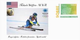 Spain 2014 - XXII Olimpics Winter Games Sochi 2014 Gold Medals Special Prepaid Cover - Mikaela Shiffrin - Winter 2014: Sotchi