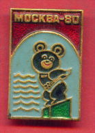 F172 / SPORT - Swimming - Natation - Schwimmsport Misha Bear 1980 Summer XXII Olympics Games Moscow - Russia Badge Pin - Natation