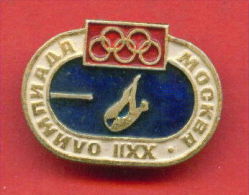 F181 / SPORT - Diving - Plongee - Tauchen Salto Ornamental  1980 Summer XXII Olympics Games Moscow - Russia  - Badge Pin - Plongée