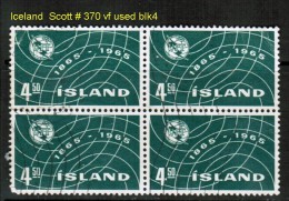 ICELAND    Scott  # 370  VF USED BLK. OF 4 - Oblitérés
