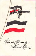 Feldpostkarte Mit Geprägten Fahnen - 1914-18