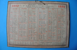 CALENDRIER 1892  PAPETERIE F. LEVEE 75000 PARIS - Groot Formaat: ...-1900