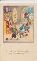 BAUMGARTEN, CHRISTMAS ELF, GNOMES, ELVES WITH MONEY BAGS, LADY BIRDS, KING, EX Cond. PC, Used,  1942, UNSIGNED - Baumgarten, F.