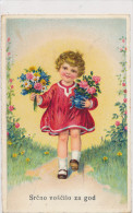 BAUMGARTEN, CHILDREN, BIRTHDAY, LITLE GIRL  WITH FLOWERS, Near EX Cond. PC, Used,  1933, UNSIGNED - Baumgarten, F.