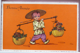 Cpa Litho Orange Illustrateur DEGAMI 876 Castelli Enfant Garcon Chinois JOUG Avec Panier Chien Chiens 1929 - Castelli