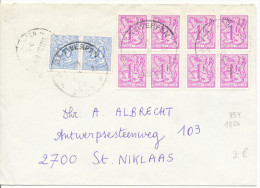 1969 Omslag Van Antwerpen PZ854(paar)+1850(2xblok4 ) Naar St Niklaas Zie Scan(s) - 1951-1975 Heraldic Lion