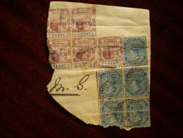 MAURITIUS 1891-97 Queen Victoria Stamps On Part Newspaper Wrapper - 10 With Damaged. - Maurice (...-1967)